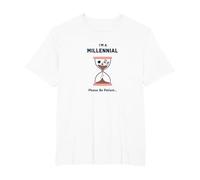 Camiseta Divertida con diseño de Reloj de Arena I'm A Millennial Please Be Patient Camiseta, Hombre Tallas Grandes, Blanco, 4X Alto