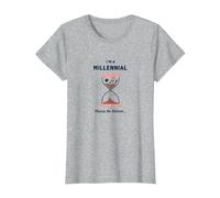 Camiseta Divertida con diseño de Reloj de Arena I'm A Millennial Please Be Patient Camiseta, Mujer, Gris Jaspeado, XL
