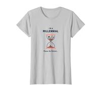Camiseta Divertida con diseño de Reloj de Arena I'm A Millennial Please Be Patient Camiseta, Mujer, Plata, XL