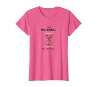 Camiseta Divertida con diseño de Reloj de Arena I'm A Millennial Please Be Patient Camiseta, Mujer, Rosa Jaspeado, XL