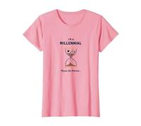 Camiseta Divertida con diseño de Reloj de Arena I'm A Millennial Please Be Patient Camiseta, Mujer, Rosado, XS