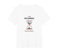 Camiseta Divertida con diseño de Reloj de Arena I'm A Millennial Please Be Patient Camiseta, Mujer Tallas Grandes, Blanco, 4XL Grande