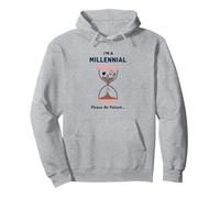 Camiseta Divertida con diseño de Reloj de Arena I'm A Millennial Please Be Patient Sudadera con Capucha, Unisex para Adultos, Gris Jaspeado, XXL