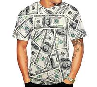 Camiseta divertida con diseño gráfico de calavera en 3D para hombre, 100 dólares billetes dinero T S Hirt, S