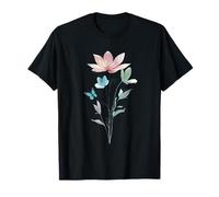 Camiseta Divertida con diseño Unisex de Flor floreciente con una Mariposa Camiseta