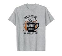 Camiseta Divertida con Estampado de Adictos a la cafeína de Just Give Me Coffee Camiseta, Hombre, Gris Jaspeado, M