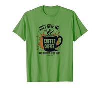 Camiseta Divertida con Estampado de Adictos a la cafeína de Just Give Me Coffee Camiseta, Hombre, Hierba, S