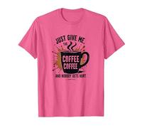 Camiseta Divertida con Estampado de Adictos a la cafeína de Just Give Me Coffee Camiseta, Hombre, Rosa Jaspeado, L