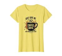 Camiseta Divertida con Estampado de Adictos a la cafeína de Just Give Me Coffee Camiseta, Mujer, Limón, S