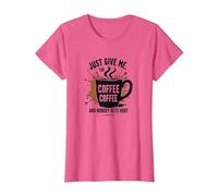 Camiseta Divertida con Estampado de Adictos a la cafeína de Just Give Me Coffee Camiseta, Mujer, Rosa Jaspeado, 3XL
