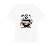 Camiseta Divertida con Estampado de Adictos a la cafeína de Just Give Me Coffee Camiseta, Mujer Tallas Grandes, Blanco, 3XL Grande