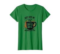 Camiseta Divertida con Estampado de Adictos a la cafeína de Just Give Me Coffee Camiseta, Mujer, Verde Kelly, XL