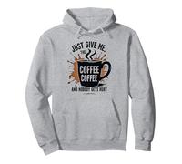 Camiseta Divertida con Estampado de Adictos a la cafeína de Just Give Me Coffee Sudadera con Capucha, Unisex para Adultos, Gris Jaspeado, L