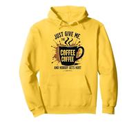 Camiseta Divertida con Estampado de Adictos a la cafeína de Just Give Me Coffee Sudadera con Capucha, Unisex para Adultos, Limón, M