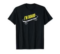 Camiseta Divertida con Estampado de Humor y Juego de Palabras con Texto en Forma de monopatín I'm Board Camiseta