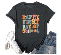 Camiseta divertida con estampado de letras para mujer, cómoda y a la moda, camiseta de algodón de color, manga corta, blusas italianas, Negro , XXL