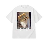 Camiseta Divertida con Meme de Gato Esperando Mientras Piensa Camisetas con gráficos bromas Chistes y Frases Divertidas de Gatos tontos