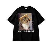 Camiseta Divertida con Meme de Gato Esperando Mientras Piensa Camisetas con gráficos bromas Chistes y Frases Divertidas de Gatos tontos