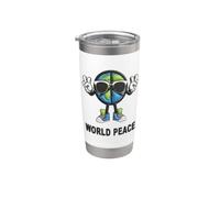 Camiseta divertida con signo de paz mundial en la tierra Vaso térmico de acero inoxidable de doble pared