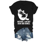 Camiseta divertida con texto en inglés "Cat Mother I Am But Skin and Bones" para mujeres y hombres, Negro, S