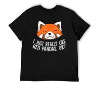 Camiseta divertida con texto en inglés "I Just Really Like Red Pandas Ok" para hombres y mujeres, Estilo negro, M