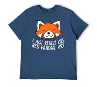 Camiseta divertida con texto en inglés "I Just Really Like Red Pandas Ok" para hombres y mujeres, Navy-style, M