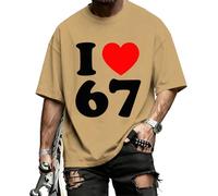Camiseta divertida con texto en inglés "I Love 67 Valentines' Day Graphic T-Shirt 6 7 Meme Heart Six Seven Cotton Fashion Casual T-Shirt Daily, I Love 67, XL
