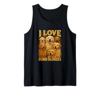 Camiseta Divertida con Texto en inglés I Love Dumb Blondes para Amantes de los Perros Golden Retriever Camiseta sin Mangas