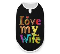 Camiseta divertida con texto en inglés "I Love My Wife" para perro, ligera, estampada, sin mangas, chaleco para mascotas, camisetas para gatos, talla 2XL