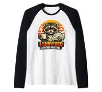 Camiseta Divertida con Texto en inglés I Survived Another Meeting Camiseta Manga Raglan