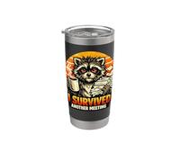 Camiseta divertida con texto en inglés "I Survived Another Meeting" Vaso térmico de acero inoxidable de doble pared