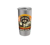 Camiseta divertida con texto en inglés "I Survived Another Meeting" Vaso térmico de acero inoxidable de doble pared