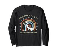 Camiseta divertida con texto en inglés "someone i love is scuba diving in heaven" Manga Larga