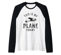 Camiseta Divertida con Texto en inglés This is My Plane Camiseta Manga Raglan