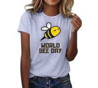 Camiseta divertida de apicultor para mujer, cuello redondo, manga corta, susurrador de abejas, camisa de abeja, disfraz de abeja para mujer para carnaval y disfraz de abeja, gris claro, S