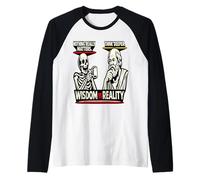 Camiseta Divertida de Meme de la filosofía de Esqueleto vs Sócrates Camiseta Manga Raglan