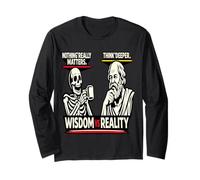 Camiseta Divertida de Meme de la filosofía de Esqueleto vs Sócrates Manga Larga