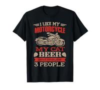 Camiseta divertida de motociclista con texto en inglés "I like my motorcycle, Cat Beer" Camiseta