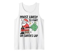 Camiseta Divertida de Navidad con Texto en inglés Most Like To Fart On Santa's Lap Camiseta sin Mangas