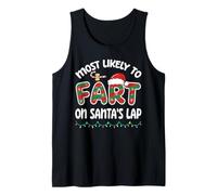 Camiseta Divertida de Navidad con Texto en inglés Most Like To Fart On Santa's Lap Camiseta sin Mangas