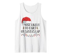 Camiseta Divertida de Navidad con Texto en inglés Most Like To Fart On Santa's Lap Camiseta sin Mangas