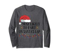 Camiseta Divertida de Navidad con Texto en inglés Most Like To Fart On Santa's Lap Manga Larga