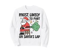 Camiseta Divertida de Navidad con Texto en inglés Most Like To Fart On Santa's Lap Sudadera