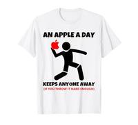 Camiseta Divertida de Oficina con Texto en inglés An Apple a Day Keeps Anyone Away Camiseta