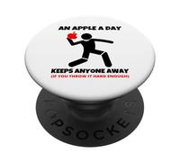 Camiseta Divertida de Oficina con Texto en inglés An Apple a Day Keeps Anyone Away PopSockets PopGrip Adhesivo