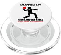 Camiseta Divertida de Oficina con Texto en inglés An Apple a Day Keeps Anyone Away PopSockets PopGrip para MagSafe