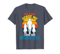 Camiseta Divertida de papá con Texto en inglés «You Can't Scare Me I Have Two Daughter» Camiseta, Hombre, Azul Jaspeado, 4XL