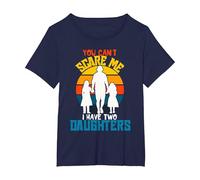 Camiseta Divertida de papá con Texto en inglés «You Can't Scare Me I Have Two Daughter» Camiseta, Mujer Tallas Grandes, Azul Marino, 4XL Grande