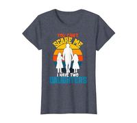 Camiseta Divertida de papá con Texto en inglés «You Can't Scare Me I Have Two Daughter» Camiseta, Mujer, Azul Jaspeado, S