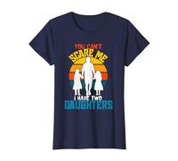 Camiseta Divertida de papá con Texto en inglés «You Can't Scare Me I Have Two Daughter» Camiseta, Mujer, Azul Marino, S